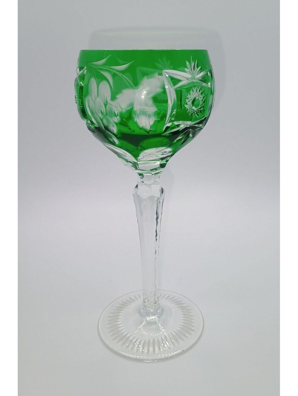 Vintage Nachtmann Traube Emerald Crystal Wine Glass 6-1/2" Tall - 1970s